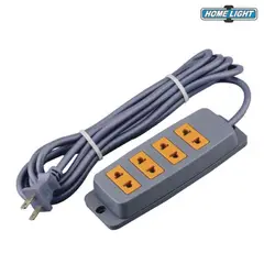 HOME LIGHT - Extensión Eléctrica Vulcanizado 3 Metros x 4 Tomas GRIS