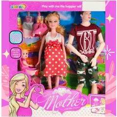GENERICO - Muñeca Embarazada con Papá e Hija más Accesorios