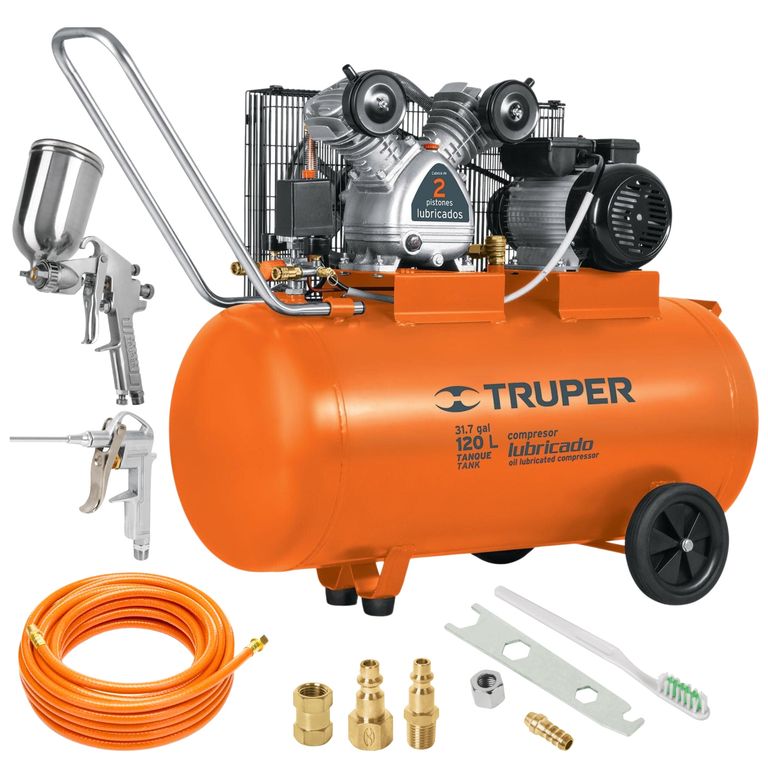 Compresora de aire lubricada de banda120L Kit pistola para pintar