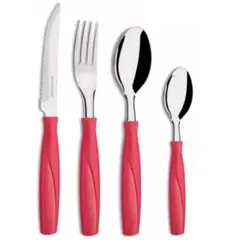 BRINOX - Juego de Cubiertos 24 Piezas Itaparica Rojo