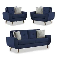 FABIANI HOME - Juego de Sala Vintage 2 1 1 Mango Fabiani Azul Noche