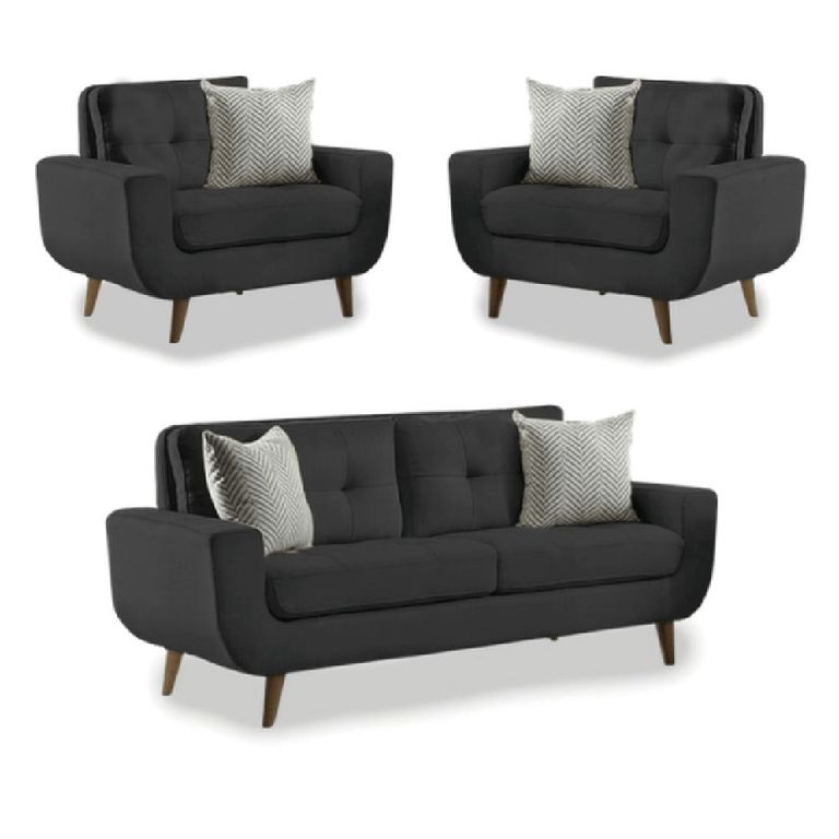 Juego de Sala Vintage 2 1 1 Mango Fabiani Negro