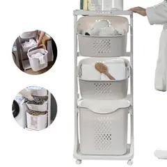 ELMEJORPRECIO - Estante Organizador De Lavandería De 3 Niveles Con Repisa