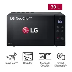 LG - Horno Microondas Easy Clean 30 Litros MH7032JAS - Negro