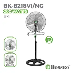 BOSSKO - VENTILADOR DE 18” MOTOR DE 200W - PLATEADO