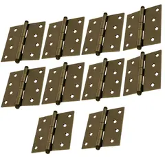 HERMEX - Bisagra cuadrada 4" pulgadas acero latonado, Pack 10 piezas