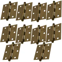 HERMEX - Bisagra cuadrada 3" pulgadas acero latonado, Pack 10 piezas