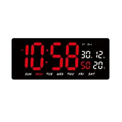 GENERICO - Reloj Digital LED de Pared con Calendario y Temperatura Grande