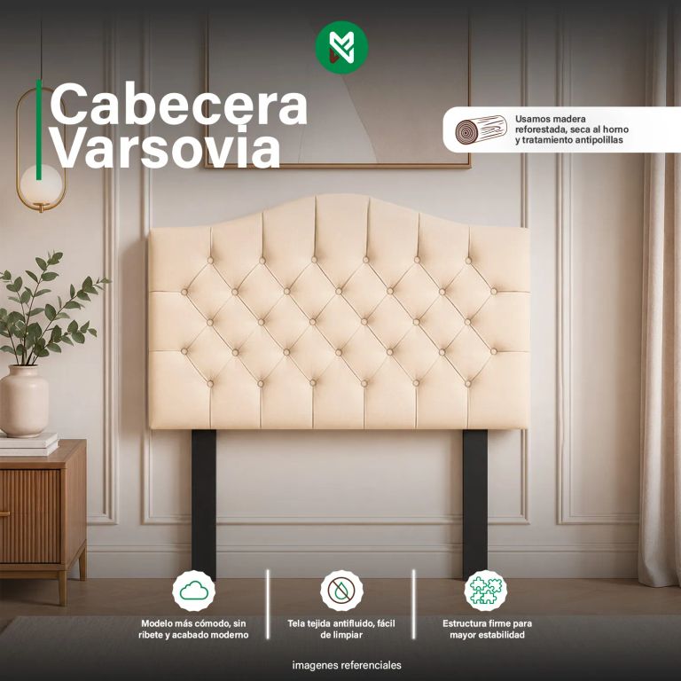 Cabecera Alta Varsovia de 2 Plz - Beige Antifluido