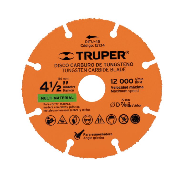 Disco de corte 4-12 multimaterial de carburo de tungsteno Truper