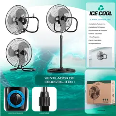 ICE - Ventilador ICE COOL FWS_45B 18 pulgadas 3en1 potencia 60 W 3 aspas