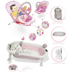 IDEAL - Tina de Baño Jelly con termómetro y Silla Mecedora Vibradora