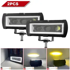 KOBO - Par Faro Led Neblinero Rectangular Triple Lupa Dual Origen
