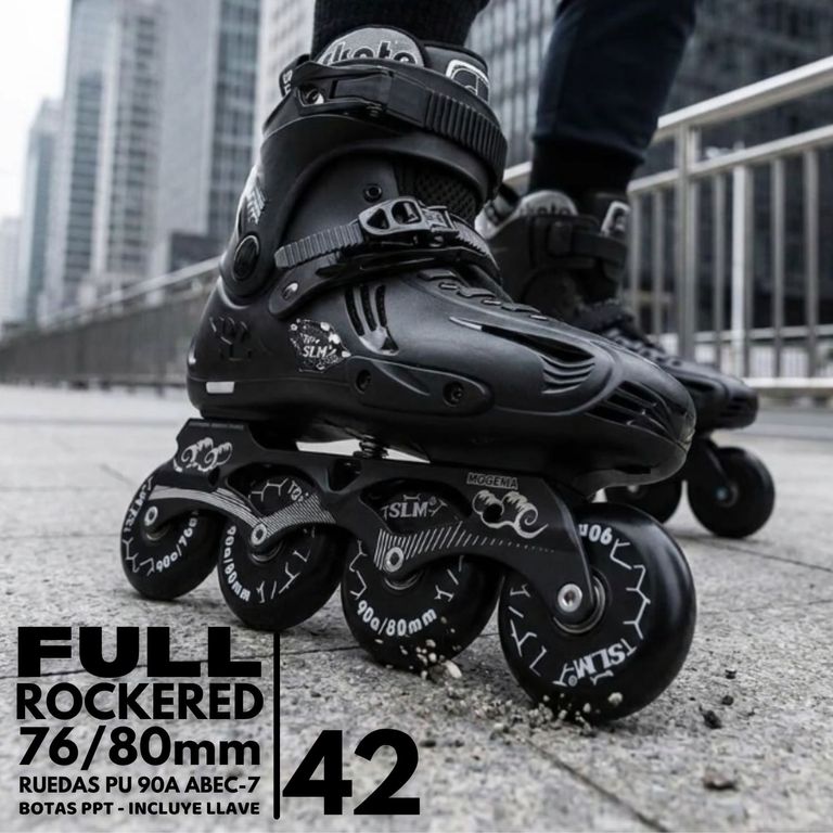 Patines Freestyle SLM Talla 42 - Full Rockered 76/80 mm - 90A - ABEC-7 - Frame Aluminio Mogema