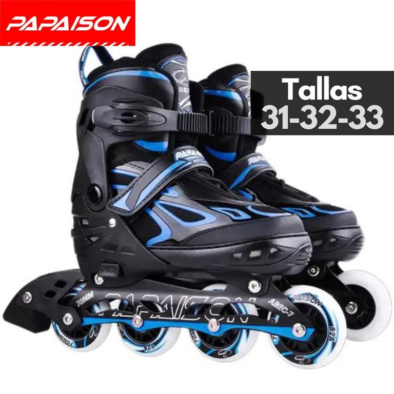 Patines en Línea Ajustables F08 - Azul - Tallas 31-32-33 ABEC-7 82A con Luces LED Frame de Aluminio