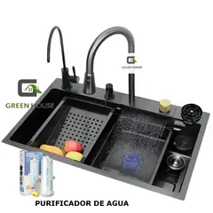 GENERICO - Lavadero Acero Inoxidable Multifuncional Con Escurridores Y Grifería