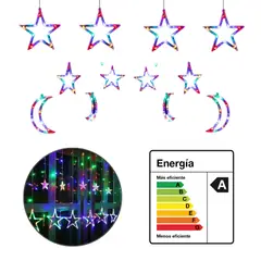 SEISA - Cortina Luces Navidad LED Guirnalda Figuras Navidad Multicolor RGB
