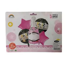 GENERICO - Set x 5 globos para mujer feliz cumpleaños botella rosada