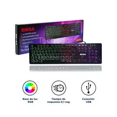 SEISA - Teclado Gamer USB Retroiluminado con Led RGB DN-DY02