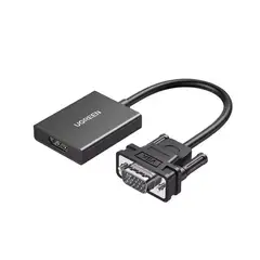 UGREEN - Adaptador Conversor VGA Macho - HDMI Audio 35mm Tv Pantalla