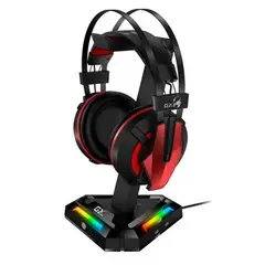 GENIUS GX - Soporte Genius GX-UH100 para auriculares RGB concentrador USB negro