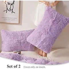 GENERICO - Funda de almohada peluche corto 50cmx90cm LILA