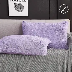 GENERICO - Funda de almohada peluche corto 50cmx70cm LILA