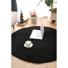 GENERICO - Alfombra circular 1,50 de diametro color negro