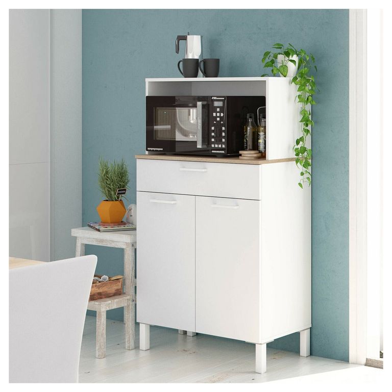 Alacena para Comedor o Cocina Leonoré Ventitas Home Blanco y Rovere