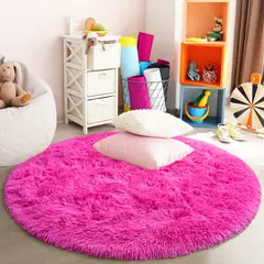 GENERICO - Alfombra circular 1,50 de diametro color chicle