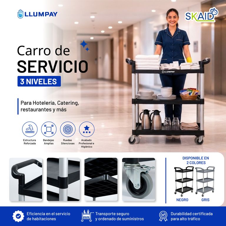 Carro de servicio negro para Restaurantes - Hoteles