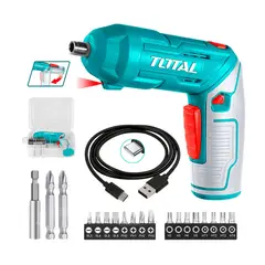 TOTAL TOOLS - ATORNILLADOR INALÁMBRICO 4V MINI DESTORNILLADOR TOTAL CABLE