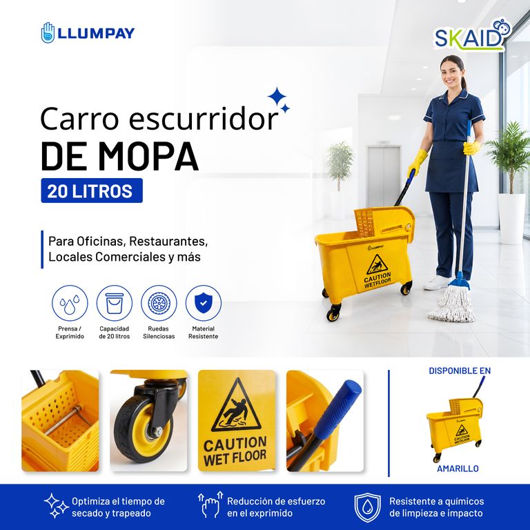 Carro Escurridor De Mopa para Hoteles Hospital Fábricas- 20L