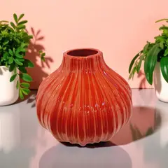 CONCEPT - Florero Cerámica Rojo 21x19 cm