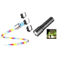 GENERICO - Cable Cargador Led Magnético 3 en 1+Linterna LED mini recargable