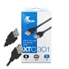 XTECH - Cable USB 2.0 XTC-301 Macho A Hembra 1.8 M De Largo