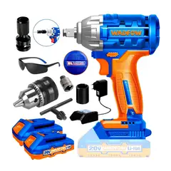 JM IMPORT - LLAVE DE IMPACTO 20V 1/2'' BRUSHLESS 2 BATS Y ADAPTADORES - COMBO