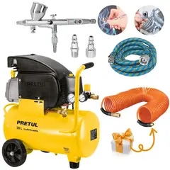 Truper - Kit aerógrafo de gravedad compresora 20L manguera conectores Truper