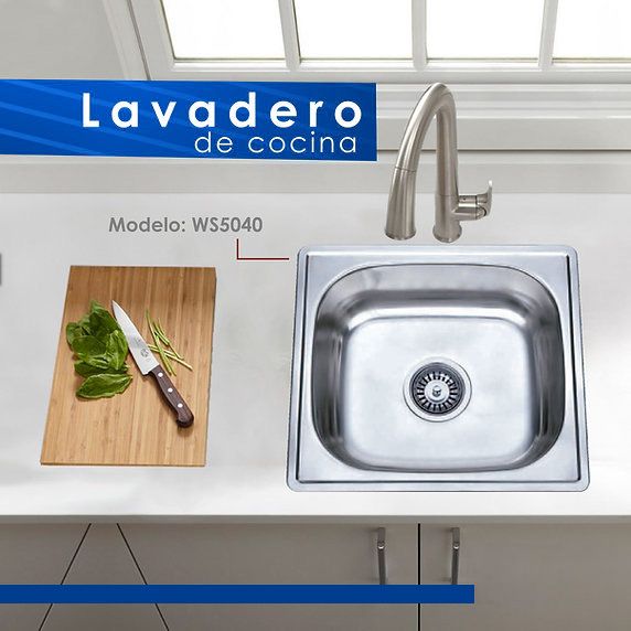 Lavadero de Cocina de Acero Inoxidable 5040 Cms.