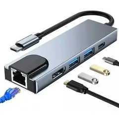 OEM - Adaptador Tipo C A Hdmi 4k Usb 3.0 Lan 5 En 1 Multipuerto 4k