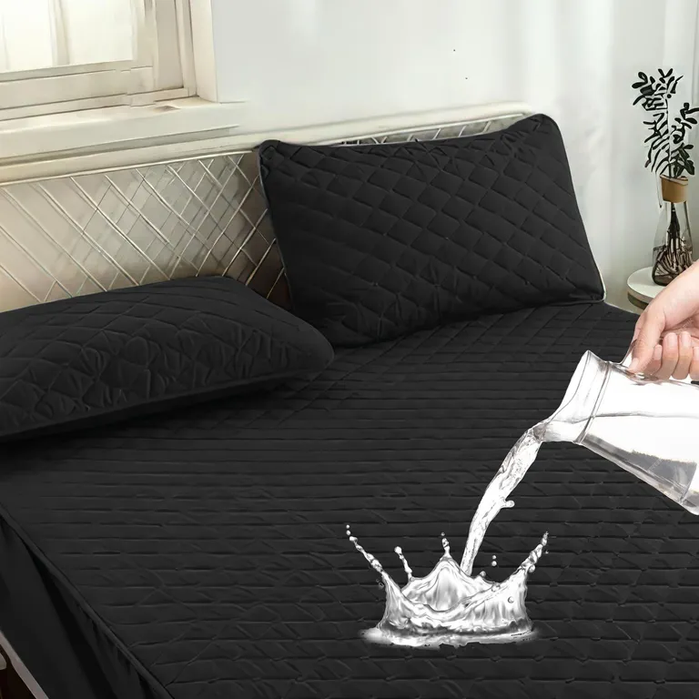 Cubre Colchon Impermeable 2 Plazas + Fundas Okaeri - Negro