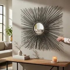 GENERICO - Espejo Cuadrado Negro y Dorado