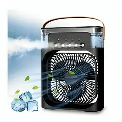 GENERICO - Mini Ventilador Humidificador Aromatizador Temporizador LED Portátil Black