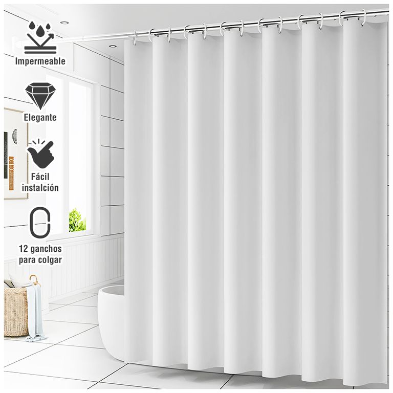 Cortina de Baño Impermeable Premium 180x180 Blanco U88