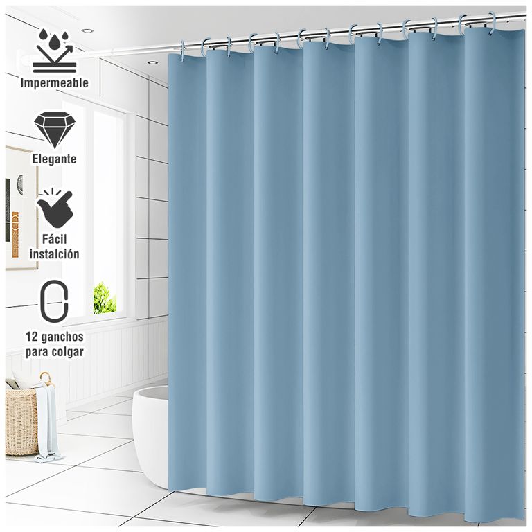 Cortina de Baño Impermeable Premium 180x180 Celeste U88