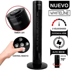 WHITELINE - Ventilador de Torre con Control 3 Velocidades 45 Watts