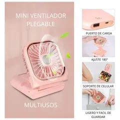 SHEEPBUSTER - Mini Ventilador Portátil Personal 5 En 1 Rosa