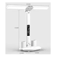 GENERICO - Lampara escritorio con reloj LED luz lectura recargable USB enchufe