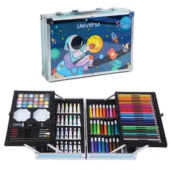 GENERICO - Set de Arte Maleta de Aluminio 145 Piezas astronauta