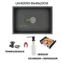 GENERICO - LAVADERO DE COCINA 60x46X23cm ACERO INOXIDABLE COLOR NEGRO